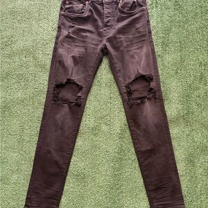 Distressed Black Purple Jeans